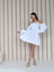 Короткое льняное платье белого цвета | 6873952