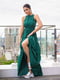Зелена довга сукня з кишенями | 6873961 | фото 2