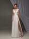 Свадебное белое длинное атласное платье в пол | 6873968 | фото 2