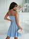 Короткое платье на тонких бретелях голубого цвета | 6873978 | фото 6
