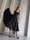 Елегантна чорна сукня-міді з поясом | 6873994