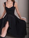 Элегантное черное платье-миди с поясом | 6873994 | фото 2