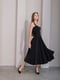 Элегантное черное платье-миди с поясом | 6873994 | фото 3
