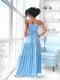 Синє довге плаття з кишенями | 6874009 | фото 4
