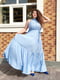 Синє довге плаття з кишенями | 6874009 | фото 5