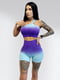 Костюм для фітнесу фіолетовий градієнт: топ та шорти | 6874169