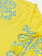 Жовта вишиванка з коротким рукавом з блакитним орнаментом | 6872147 | фото 2