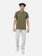 Бавовняна футболка-поло кольору хакі з контрастною окантовкою | 6872353 | фото 2