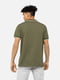 Бавовняна футболка-поло кольору хакі з контрастною окантовкою | 6872353 | фото 3