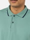 Бавовняна футболка-поло м’ятного кольору з контрастною окантовкою | 6872363 | фото 4