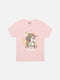 Рожева бавовняна футболка з коротким рукавом і принтом | 6872380