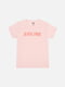 Рожева бавовняна футболка з коротким рукавом і принтом | 6872381