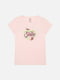 Рожева бавовняна футболка з коротким рукавом і принтом | 6872384