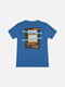 Синя бавовняна футболка з принтом і коротким рукавом | 6872388 | фото 2