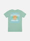 Бавовняна футболка оливкового кольору з принтом і коротким рукавом | 6872391 | фото 2