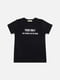 Чорна бавовняна футболка з принтом і коротким рукавом | 6872411