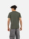 Бавовняна футболка кольору хакі з принтом і коротким рукавом | 6872557 | фото 3