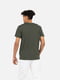Бавовняна футболка кольору хакі з принтом і коротким рукавом | 6872562 | фото 3