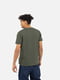 Бавовняна футболка кольору хакі з принтом і коротким рукавом | 6872565 | фото 3