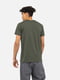 Бавовняна футболка кольору хакі з принтом і коротким рукавом | 6872573 | фото 3