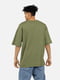 Бавовняна футболка кольору хакі з коротким рукавом | 6872593 | фото 3