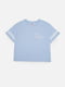 Бавовняна футболка блакитна з принтом | 6872995