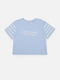 Бавовняна футболка блакитна з принтом | 6872997