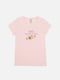 Бавовняна футболка персикового кольору з принтом і коротким рукавом | 6873027