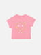 Рожева бавовняна футболка з коротким рукавом і принтом | 6873044