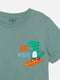 Бавовняна футболка оливкового кольору з принтом і коротким рукавом | 6873097 | фото 2