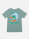 Бавовняна футболка оливкового кольору з принтом і коротким рукавом | 6873097 | фото 3