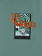 Бавовняна футболка оливкового кольору з принтом і коротким рукавом | 6873108 | фото 2