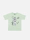Бавовняна футболка оливкового кольору з принтом і коротким рукавом | 6873135