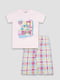 Піжама рожева з принтом: футболка та шорти | 6873364