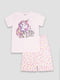 Піжама рожева з принтом: футболка та шорти | 6873368