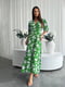 Зелена ніжна сукня міді у принт | 6874255