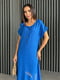 Літня синя лляна сукня максі з ніжною вишивкою “Колоски” | 6874264 | фото 2