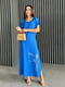 Літня синя лляна сукня максі з ніжною вишивкою “Колоски” | 6874264 | фото 3