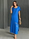 Літня синя лляна сукня максі з ніжною вишивкою “Колоски” | 6874264 | фото 4