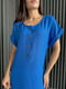 Літня синя лляна сукня максі з ніжною вишивкою “Колоски” | 6874264 | фото 5