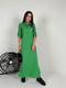 Зелена літня повсякденна сукня з льону | 6874266