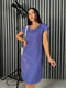 Вишукана синя лляна сукня з вишивкою | 6874269
