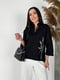 Чорна вільна сорочка з дизайнерською вишивкою “Колоски” | 6874290