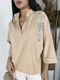 Бежева блуза-вишиванка вільного крою | 6874291 | фото 5