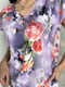 Бузкова блуза прямого крою у квітковий принт | 6874292 | фото 5