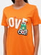 Оранжева нічна сорочка-футболка з принтом | 6874940 | фото 3