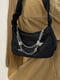Чорна сумка-багет з декоративними ланцюжками | 6875193 | фото 6