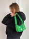 Зелена сумка-багет з декоративними ланцюжками | 6875194
