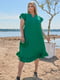 Лляна сукня міді зелена | 6876987