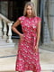 Сукня із шовкового софту червона принтована квітами | 6877018 | фото 4